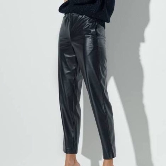 7 For All Mankind Vegan Leather Straight Leg Pants - Picture 1 of 13